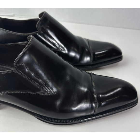 Caporicci Made in Italy Black Leather Cap-Toe Slip-On Dress Shoes Men’s 8.5 G - Picture 7 of 16